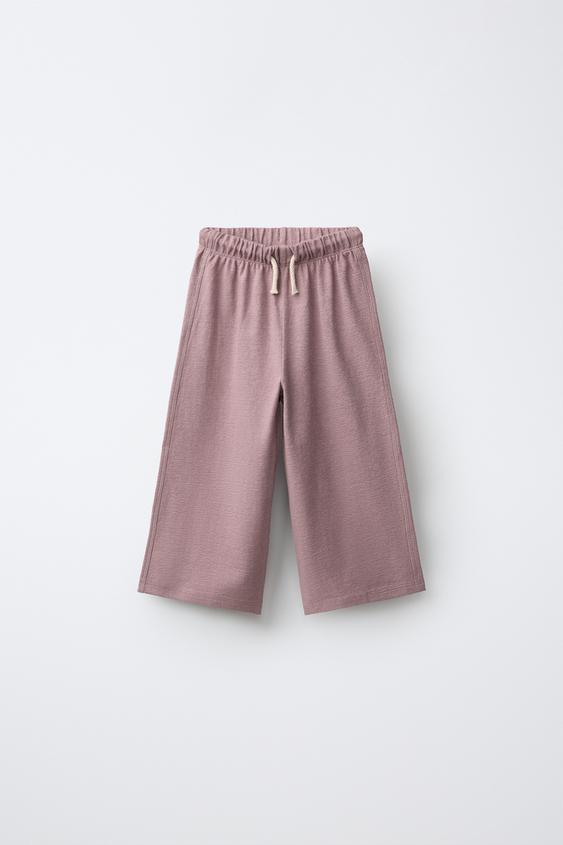 TEXTURED WIDE-LEG TROUSERS - Pink / Lilac by Zara - Image 0