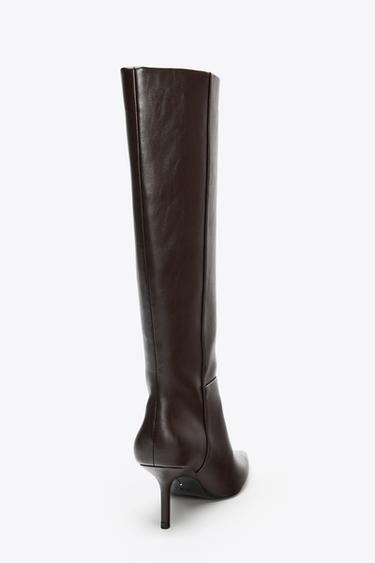 POINTED HIGH-HEEL BOOTS - Chocolate Brown by Zara - Image 4