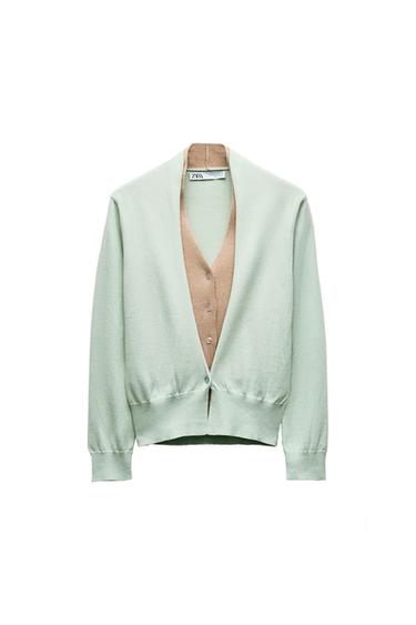 DOUBLE-FABRIC KNIT CARDIGAN