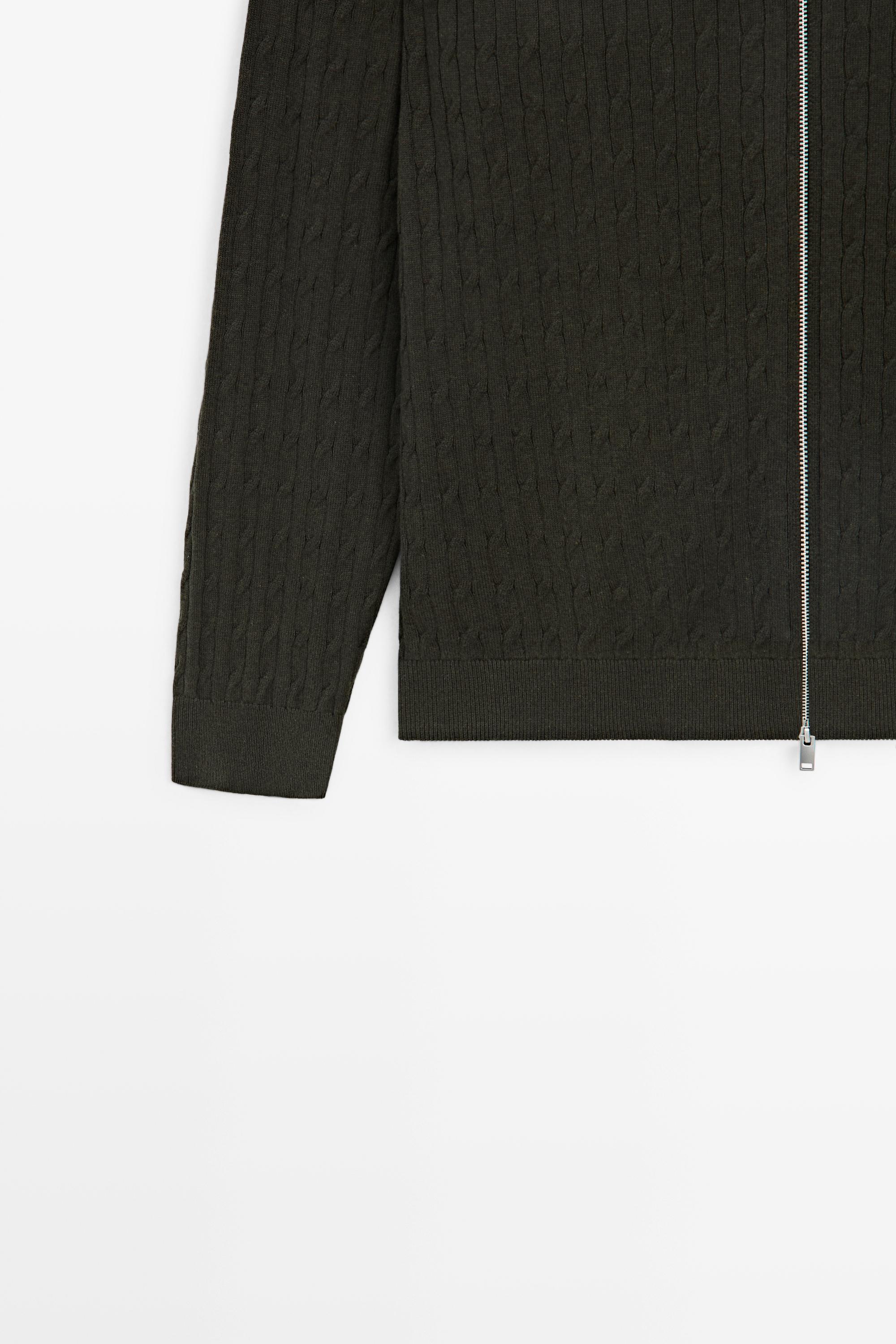100% cotton braided knit cardigan