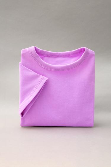 Zara JEDNOBOJNA MAJICA – ljubičasta