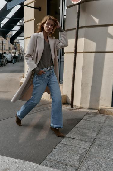 LONG WOOL COAT WITH BELT - Beige by Zara - Image 3