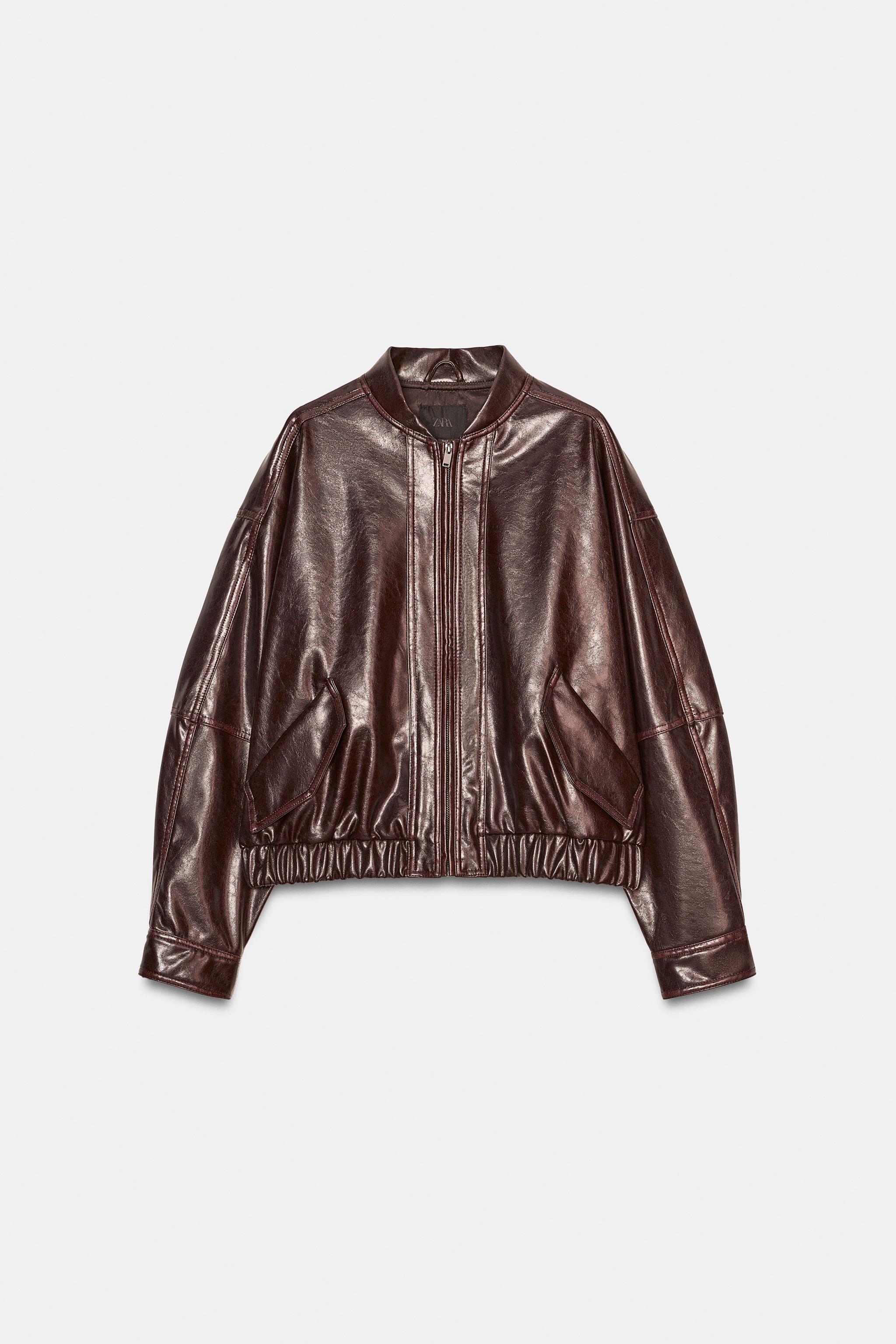 LEATHER EFFECT BOMBER JACKET