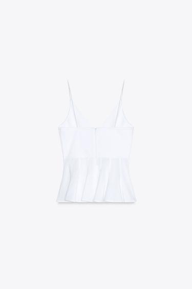CONTRAST POPLIN PEPLUM TOP - White by Zara - Image 5