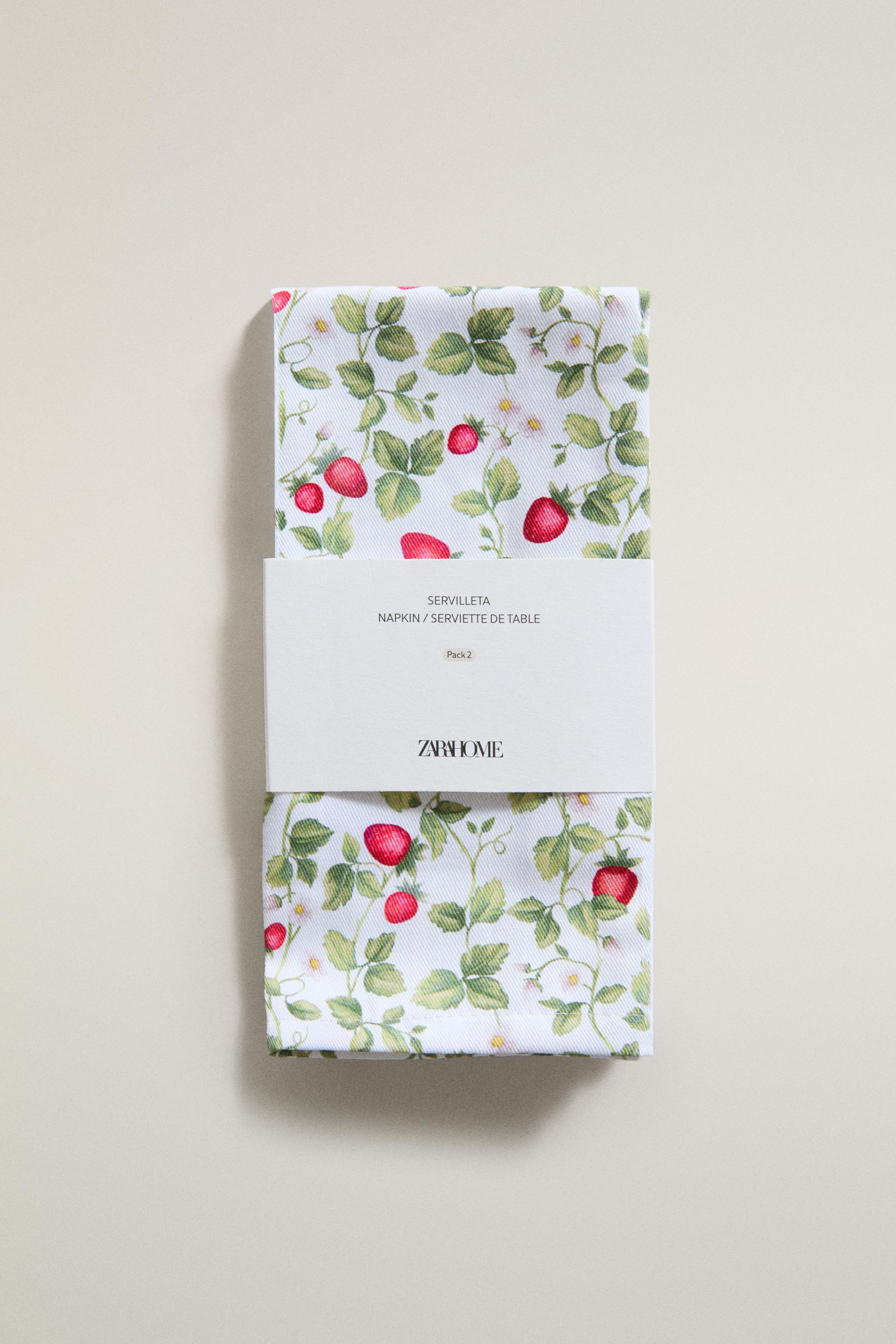 PACK SERVIETTES DE TABLE FRAISES (LOT DE 2)