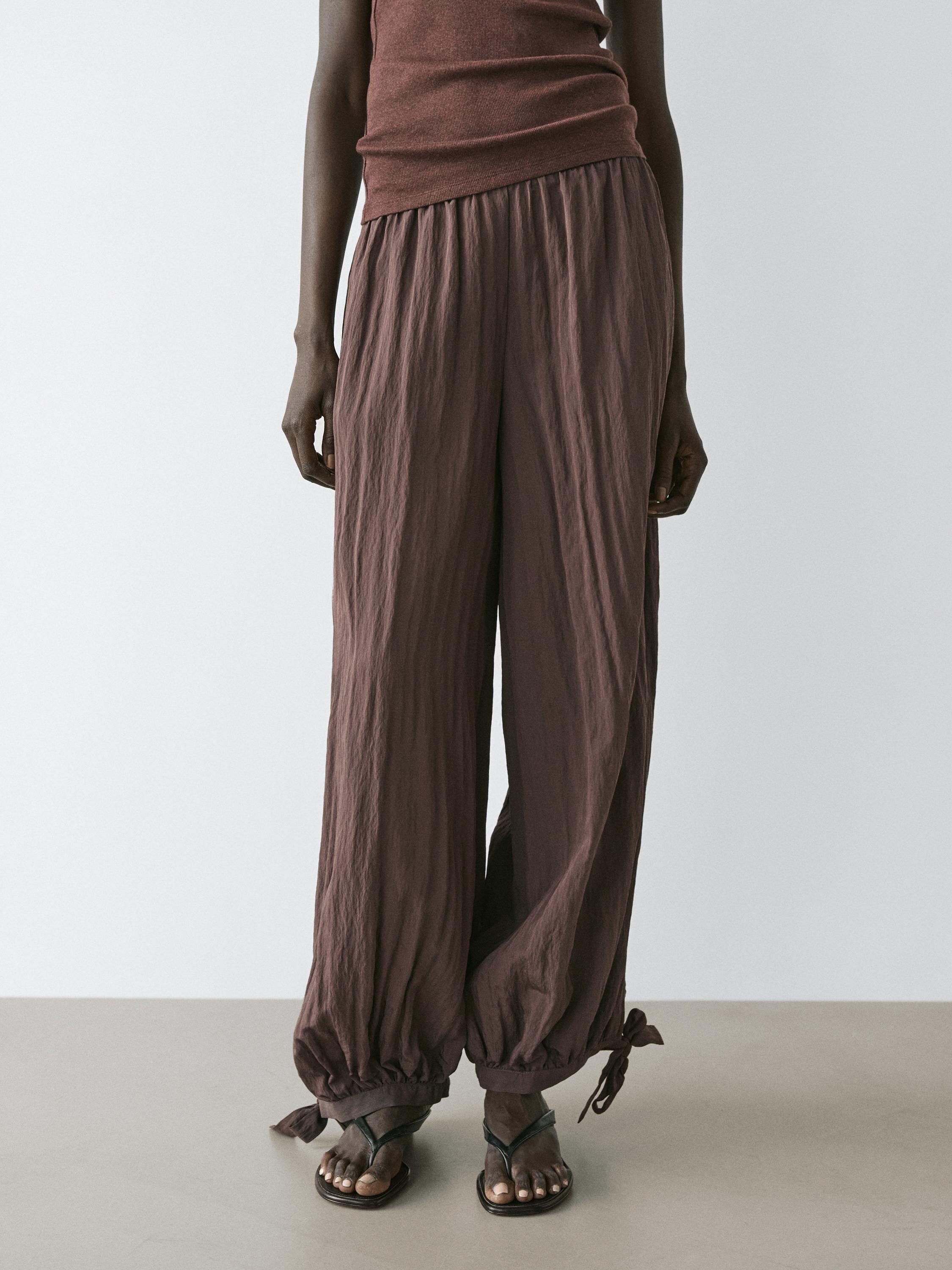 flowing draped pants — Brown / Taupe