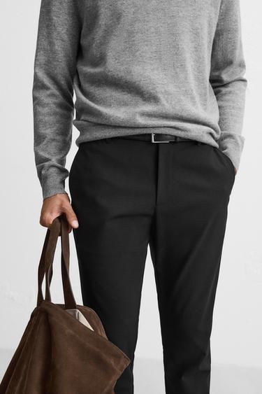 بنطلون SLIM FIT مريح - أسود الخاص بـ Zara