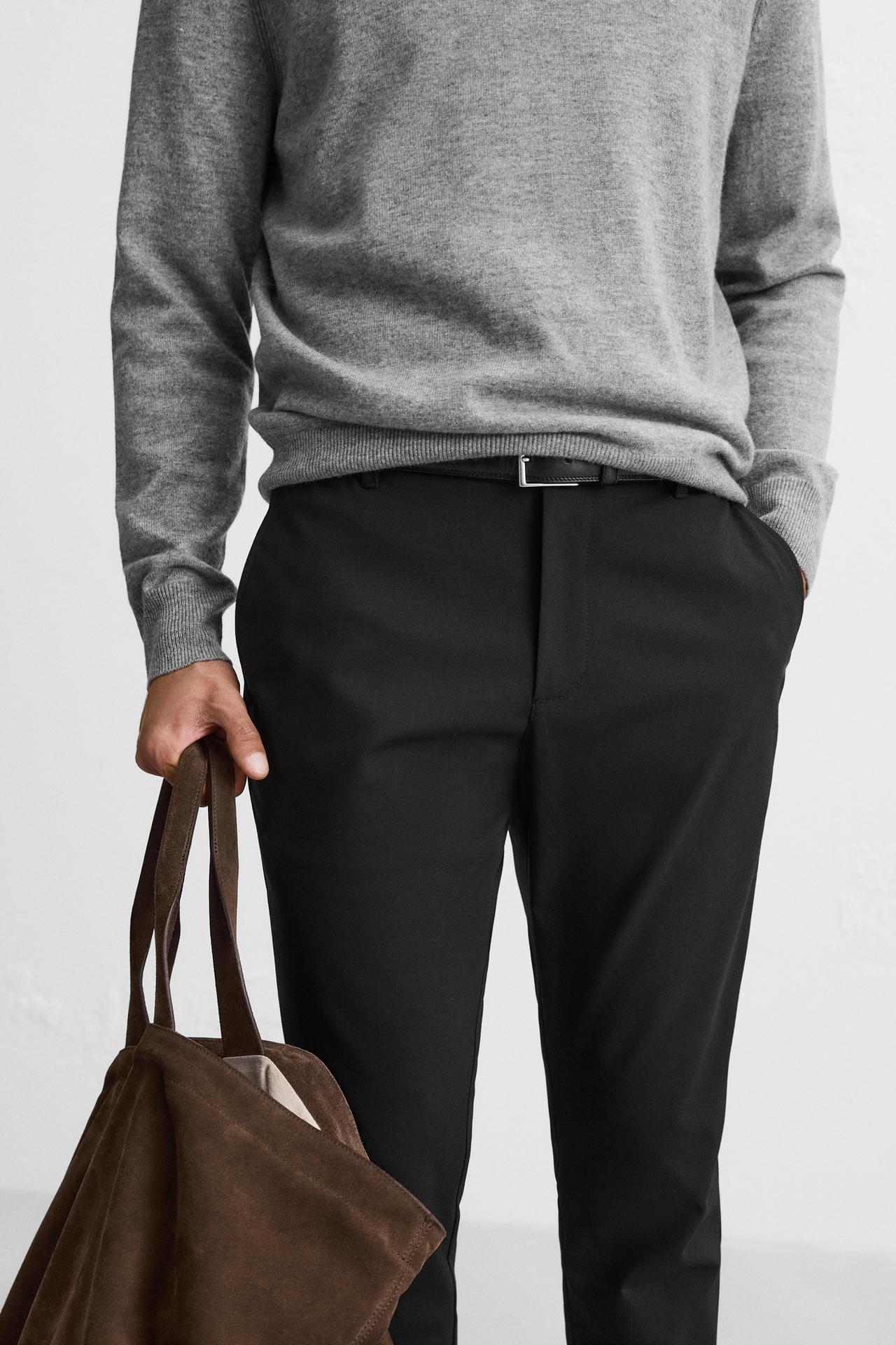 SLIM FIT COMFORT TROUSERS - Black by Zara