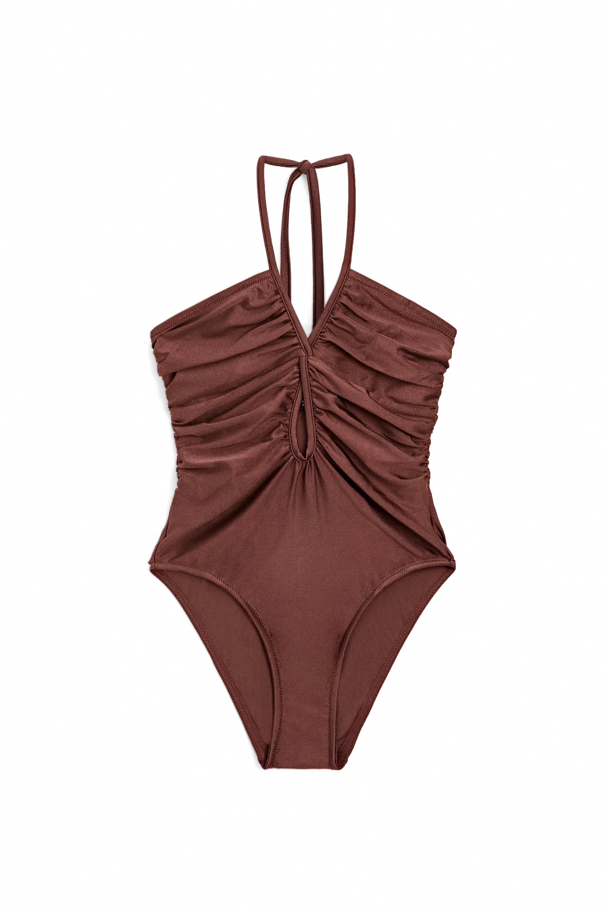 Shimmery halter swimsuit — Mink marl
