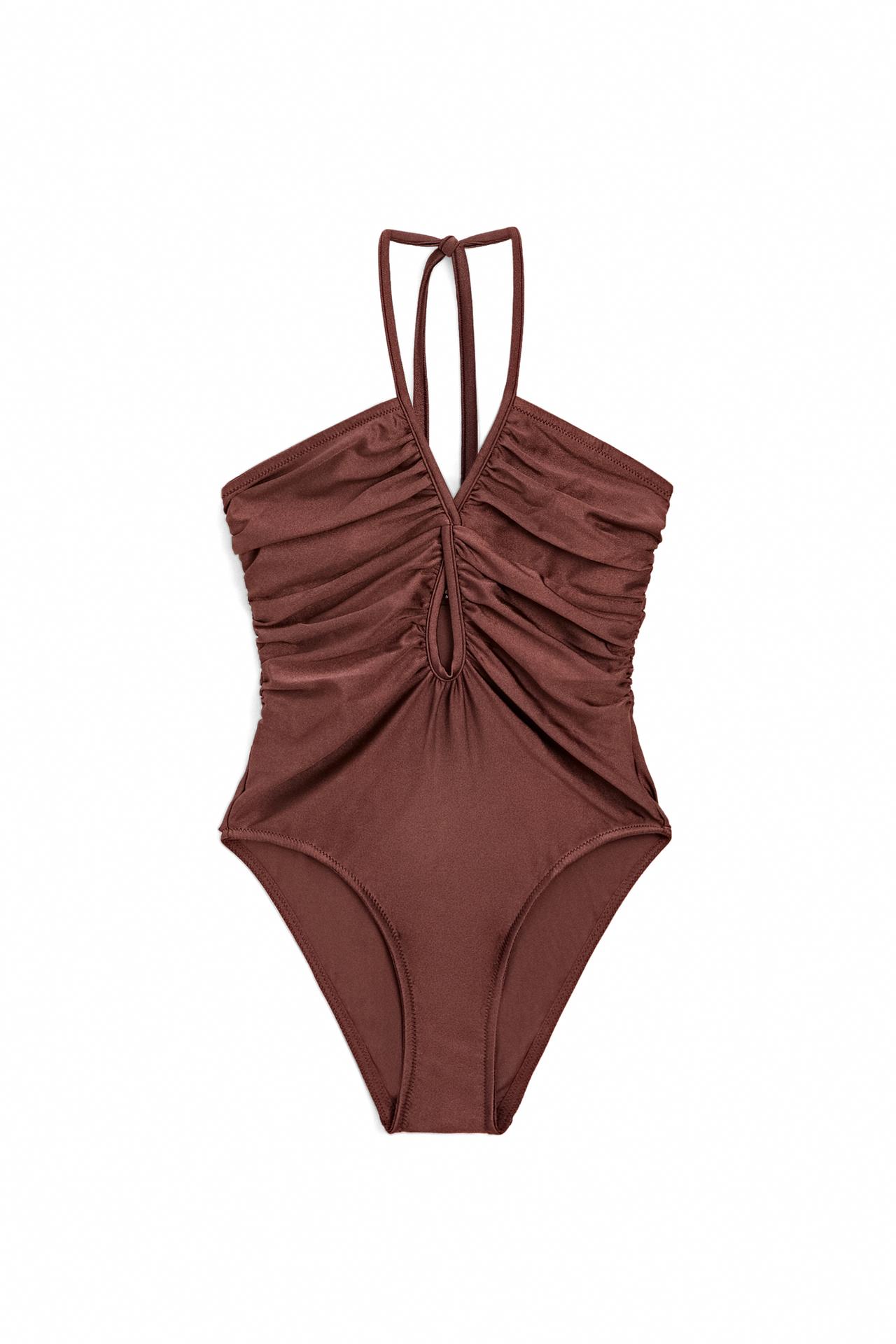 Shimmery halter swimsuit — Mink marl