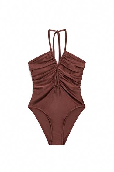 Shimmery halter swimsuit — Mink marl 1