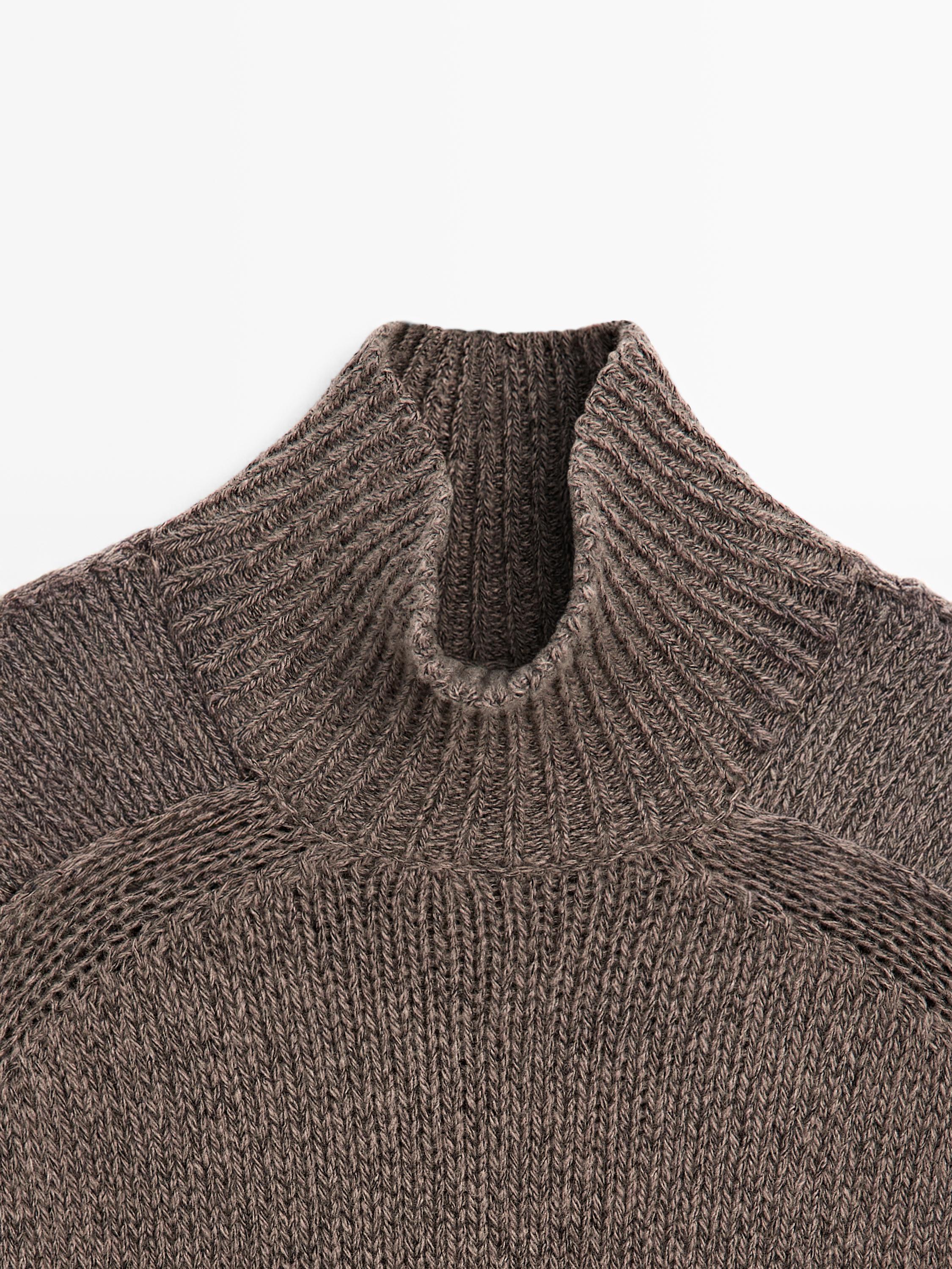 Knit high neck melange sweater - LIMITED