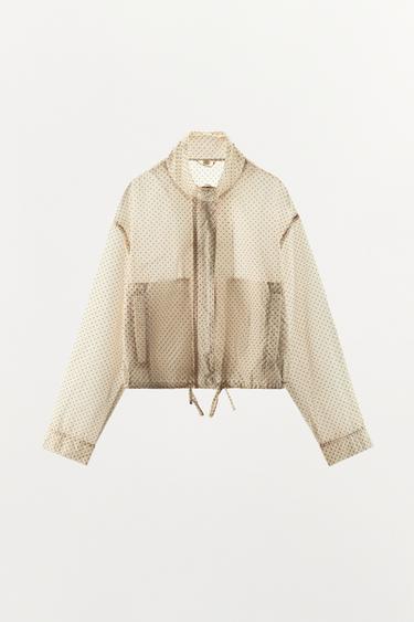 도트 패턴 밑단 조절 재킷 - Zara 베이지 핑크 