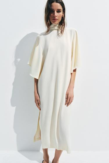 ПЛАТЬЕ МИДИ СВОБОДНОГО КРОЯ — ZW COLLECTION — СВЕТЛО-БЕЖЕВЫЙ от Zara