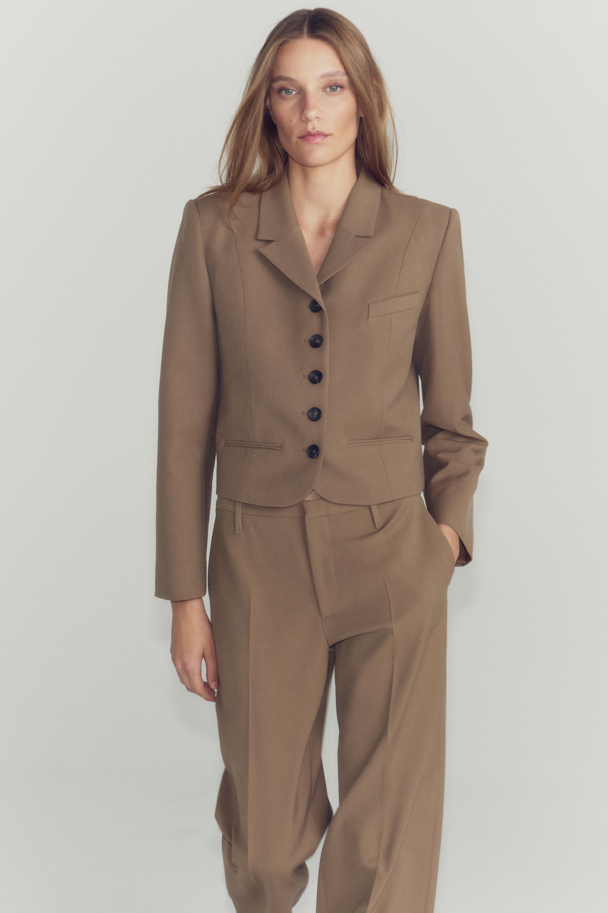 Zara ZW COLLECTION BELİ OTURAN DÜĞMELİ BLAZER görsel 4