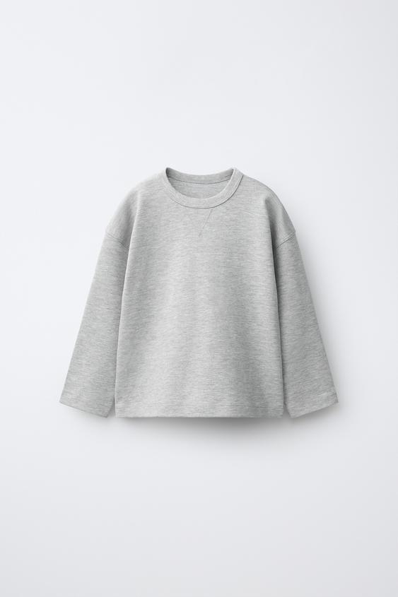 PLAYERA LISA INTERLOCK - Gris vigoré de Zara - Imagen 0