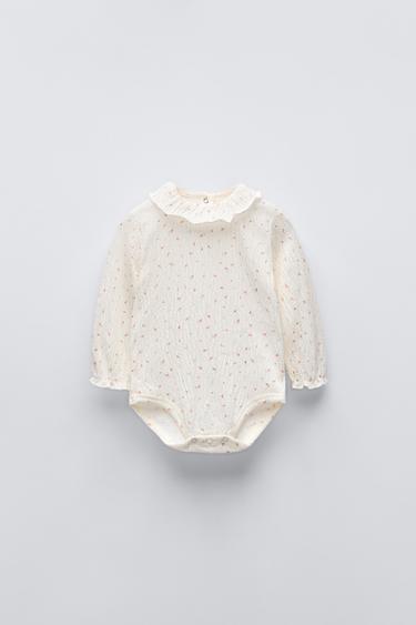 BODY COM BABADO FOLHINHAS - Cru-claro da Zara