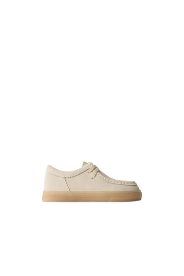 Zara LEATHER APRON SHOES - Off White