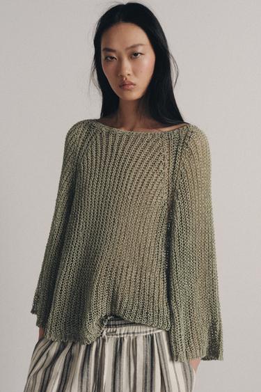 POINTELLE KNIT JUMPER - Light green by Zara - Image 3