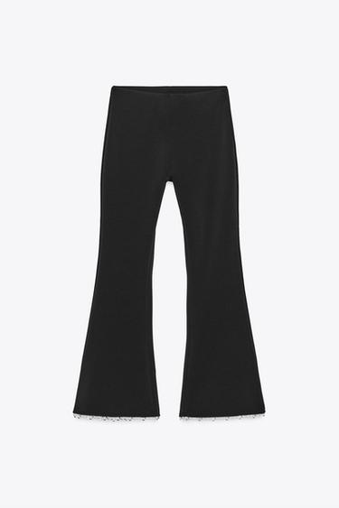 PANTALON ÉVASÉ STRETCH PERLES - Noir de Zara - Image 4