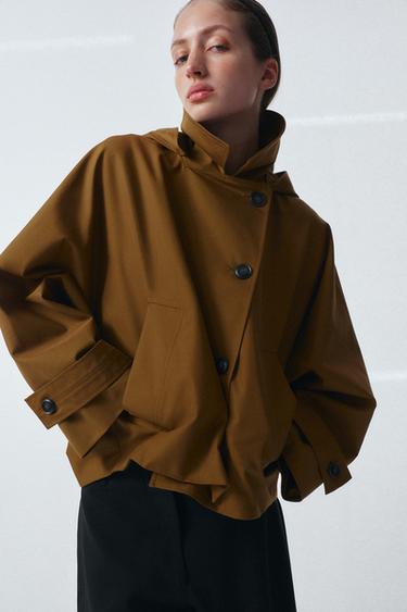TRENCH CORTO WATER REPELLENT ZW COLLECTION - Tostado de Zara