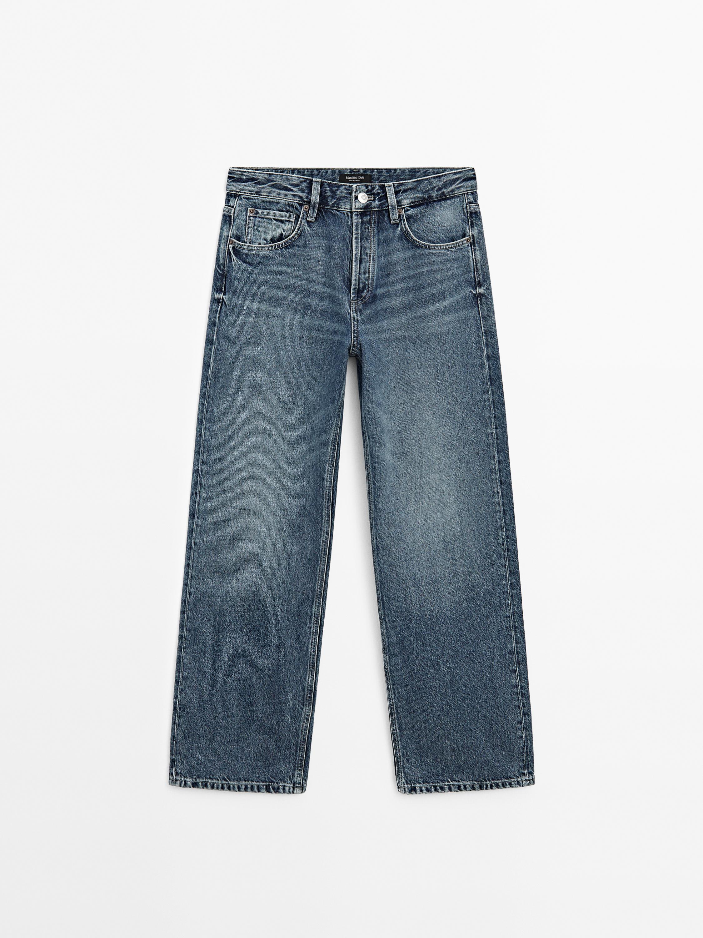 Mid-waist wide-leg jeans - Gray / Natural | ZARA United States