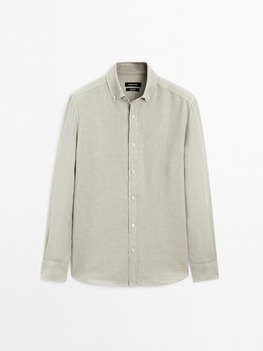 Zara 100% linen regular fit shirt - Light green