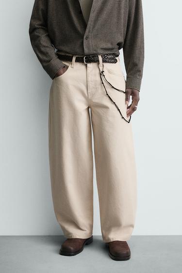 Zara 燈籠版牛仔褲 - 裸色