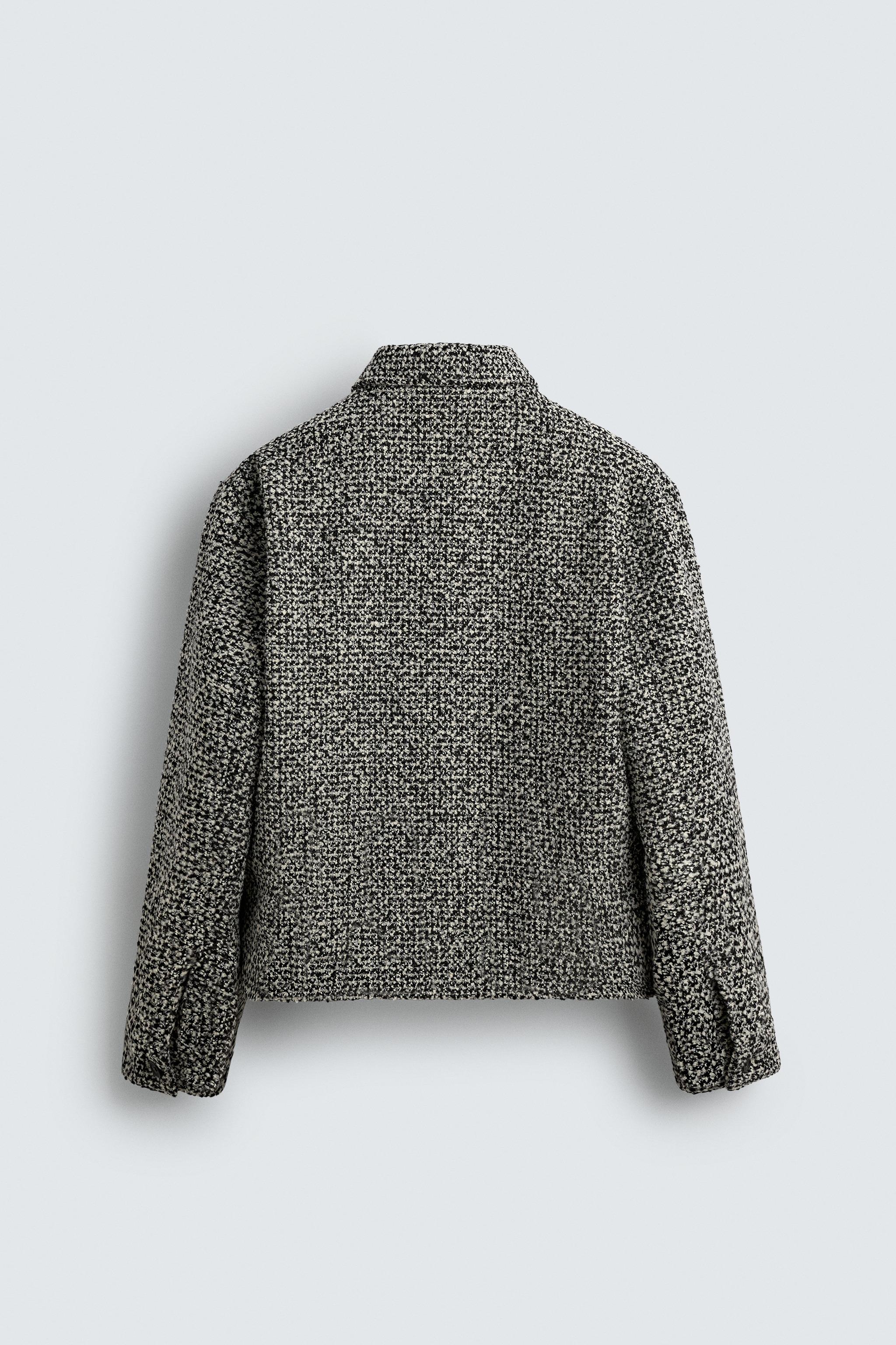 テクスチャードポケットシャツジャケット - ホワイト/ブラック | ZARA