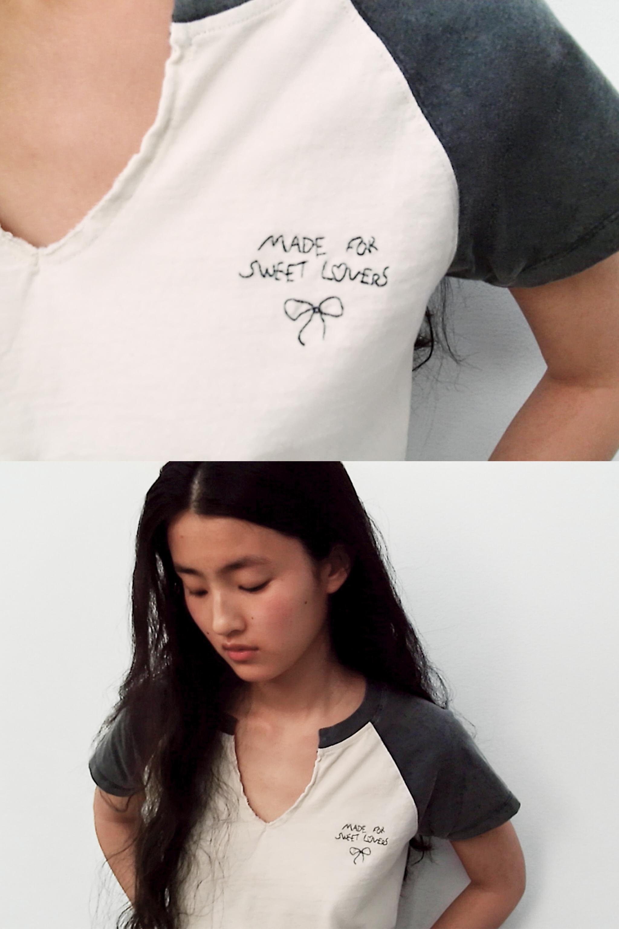 WASHED RAGLAN SLEEVE T-SHIRT — Ecru