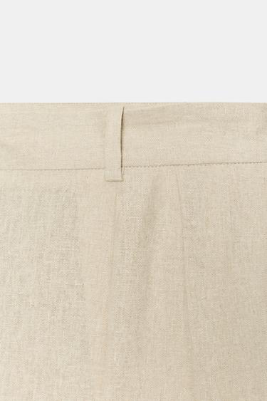 LINEN BLEND WIDE-LEG TROUSERS - Light beige by Zara - Image 8