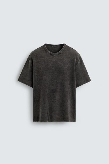 FADED KNIT T-SHIRT - Black by Zara