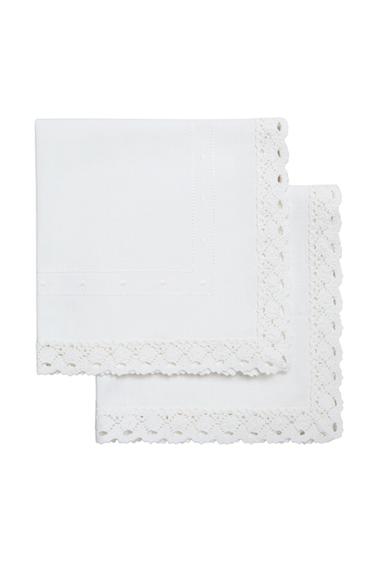 SET 2 TOVAGLIOLI COTONE RICAMATI E MERLETTO - Bianco di Zara