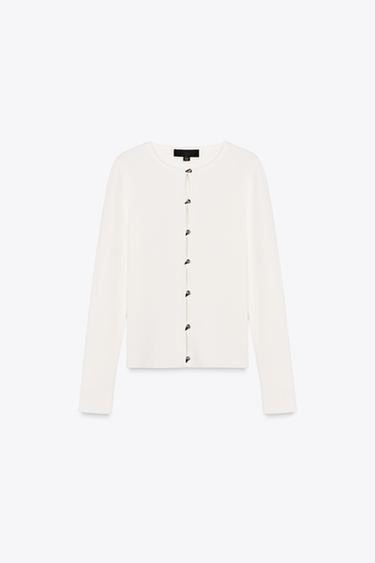 Zara RIBBED KNIT TOP - White