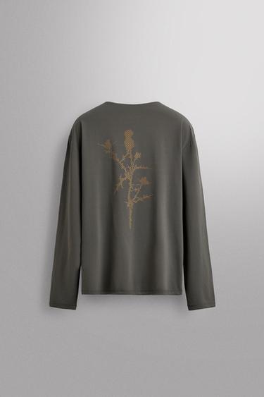 GRAPHIC LONG SLEEVE TECHNICAL RUNNING T-SHIRT - Mid-grey by Zara