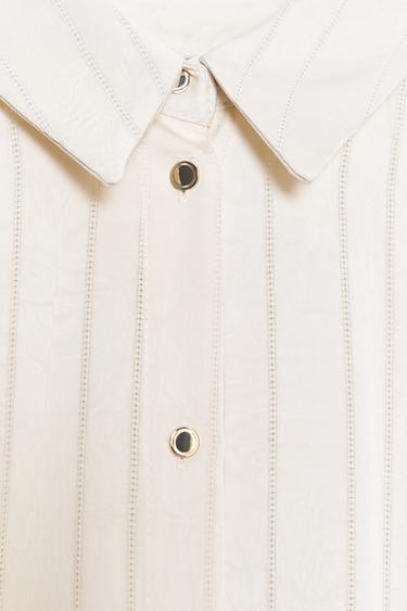 OVERSIZE STRIPED SHIRT - Ecru by Zara - Image 7