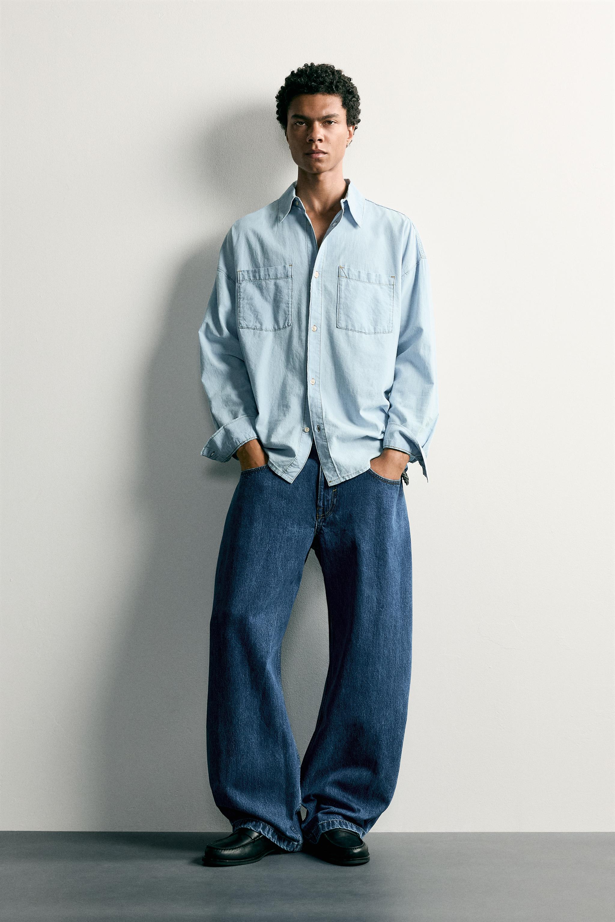 シャツ Balloon Denim Shirt / Denim Blue - M BALLOON FIT JEANS - Blue | ZARA United States