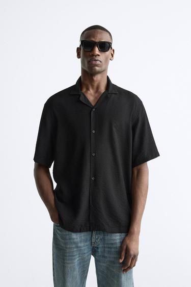 FLOWING TEXTURED SHIRT - Black by Zara