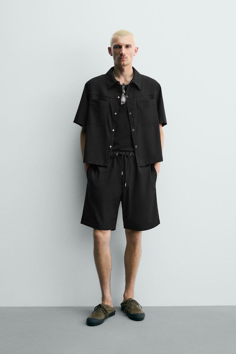 ZARA RELAXED FIT TECHNICAL BERMUDA SHORTS