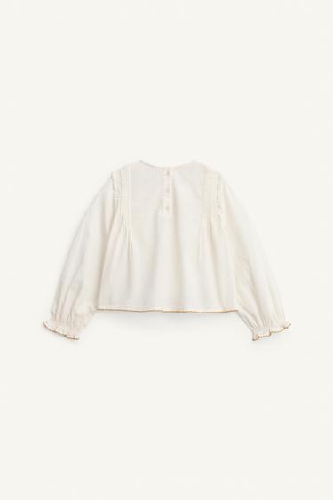 LIMITED EDITION EMBROIDERED FLORAL BLOUSE - Ecru by Zara - Image 6
