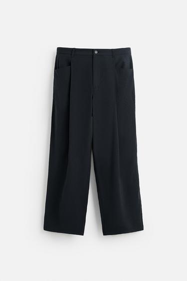 RELAXED FIT PLEATED TROUSERS - Navy blue by Zara - Image 5