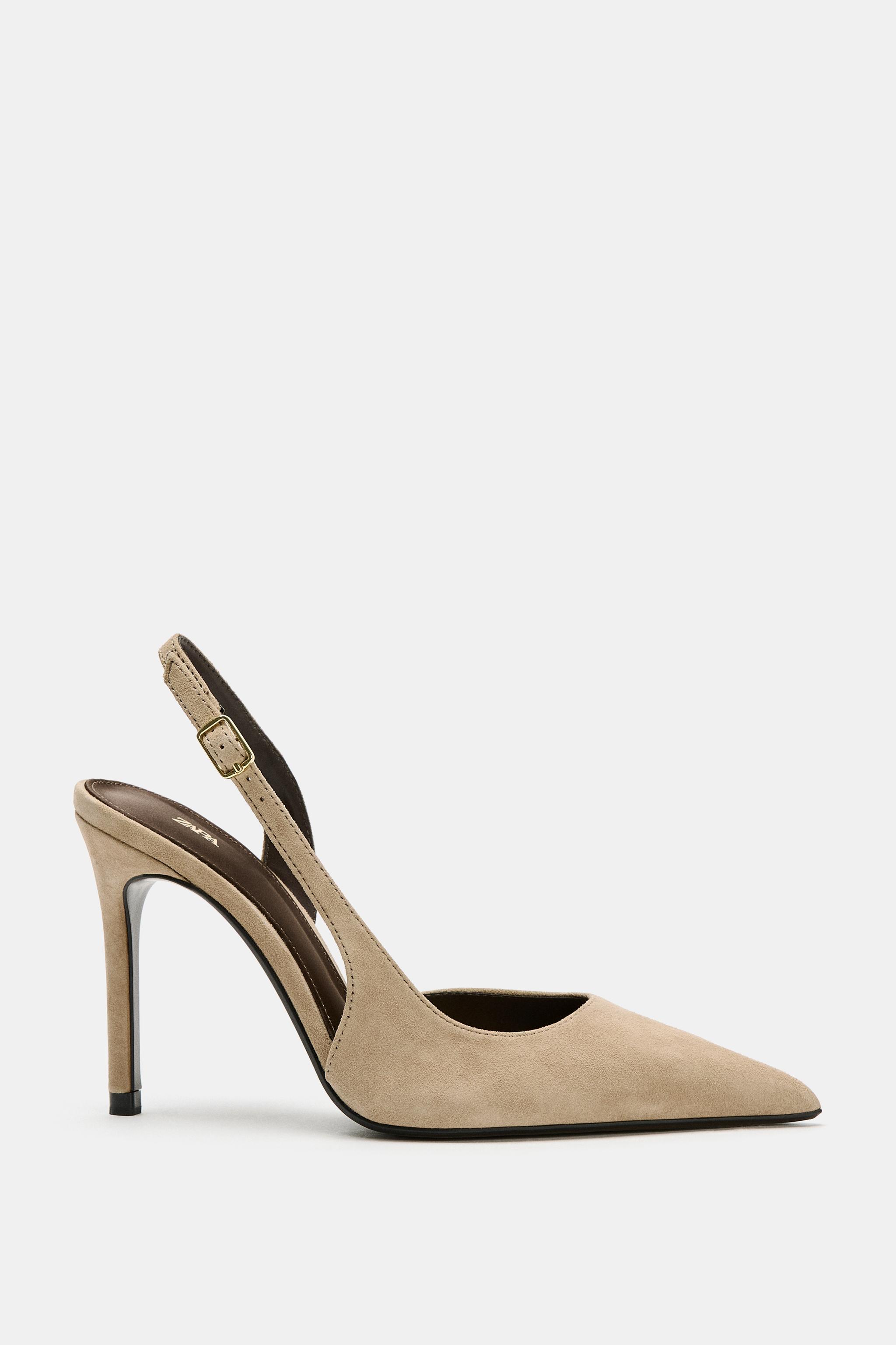 Женские туфли Zara ASYMMETRICAL SUEDE HEELS — фото 3
