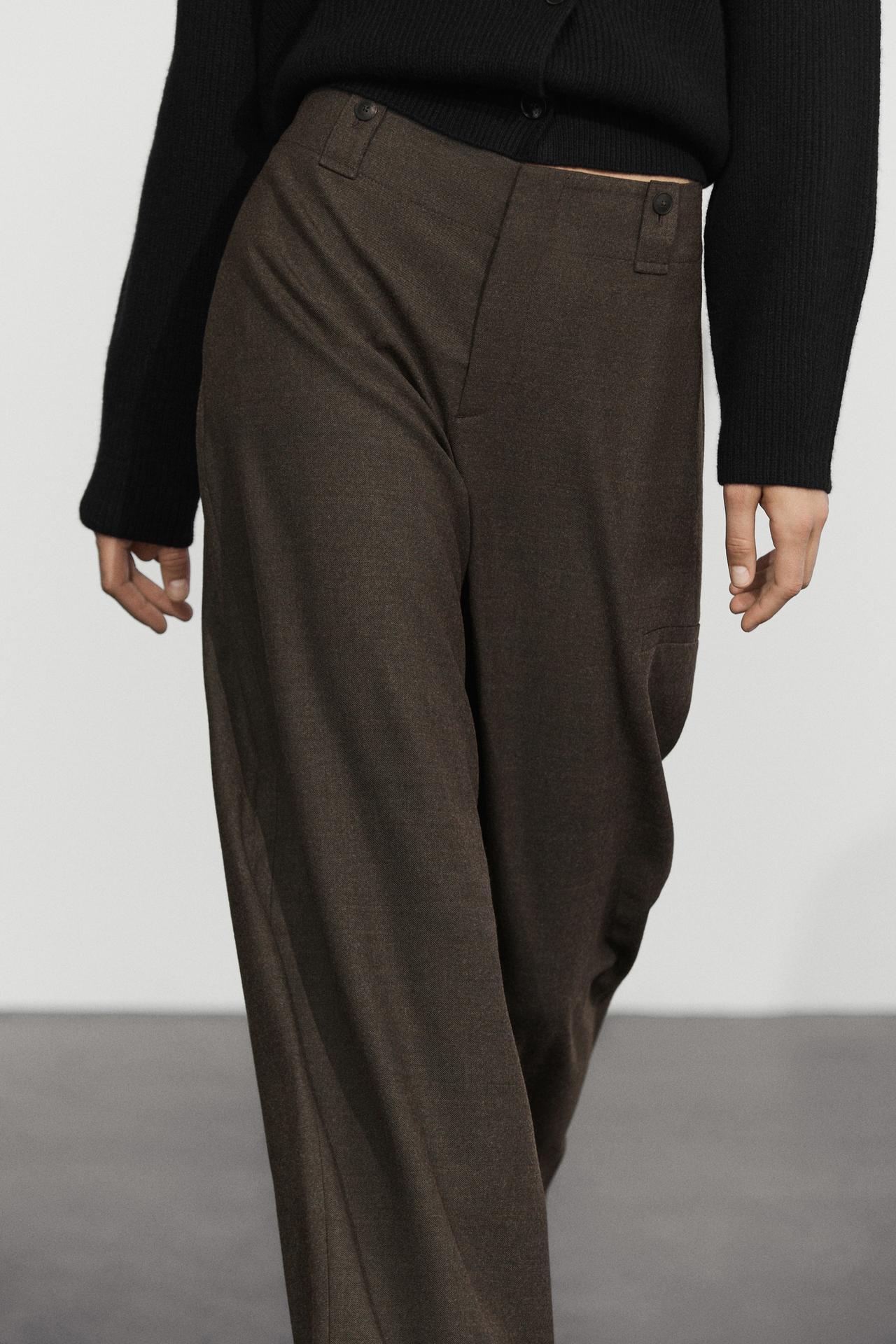 Suede flannel cargo pants — Black gold