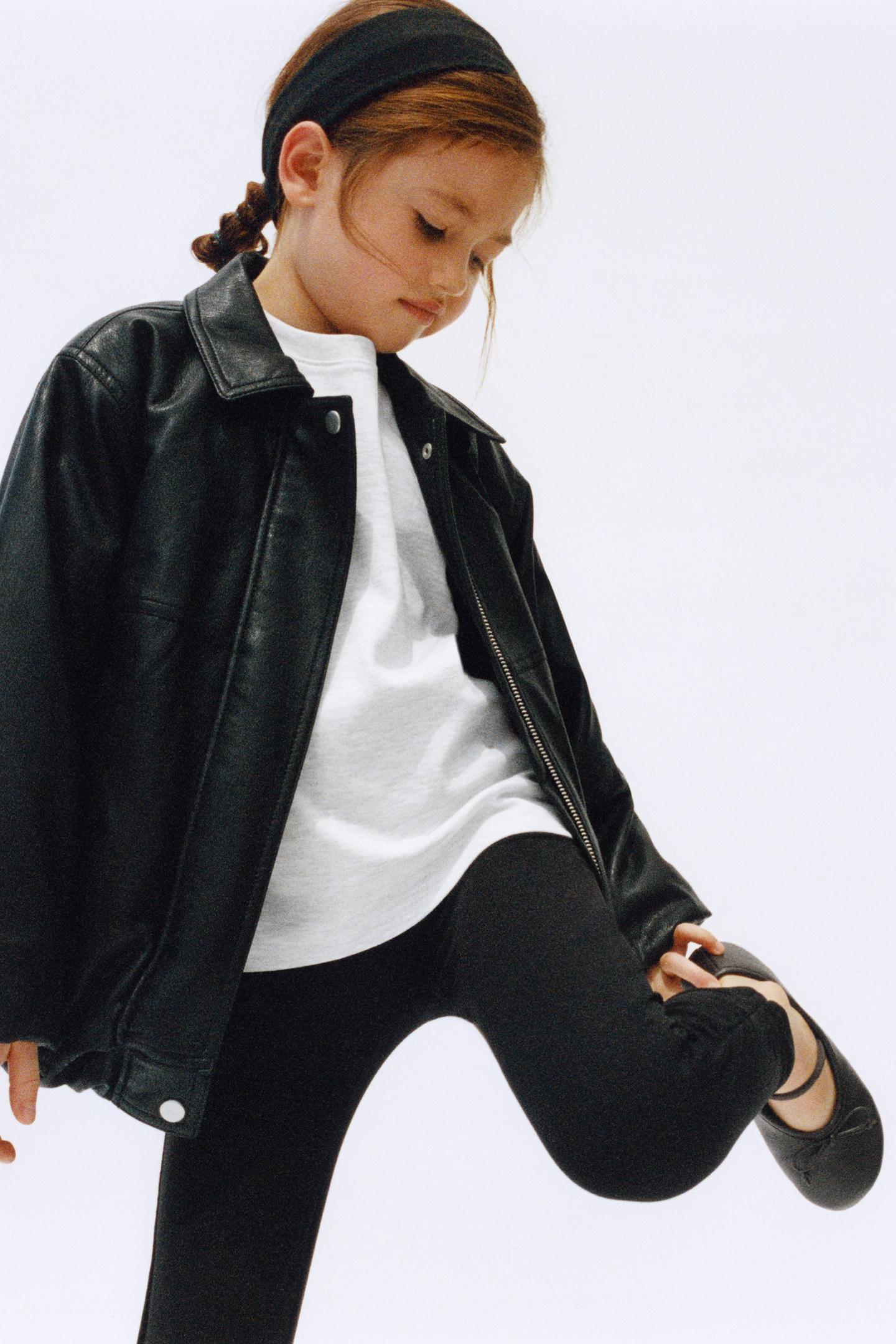 Детская куртка Zara Faux Leather Bomber, цвет: Чёрный — фото 10