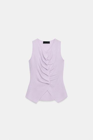 KNIT TOP WITH GATHERING - Light lilac by Zara - Image 6