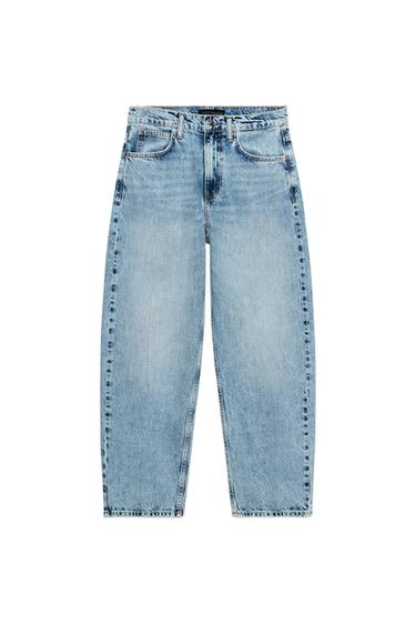 JEANS Z1975 BARREL TIRO MEDIO RAYA PLANCHADA - Azul medio de Zara