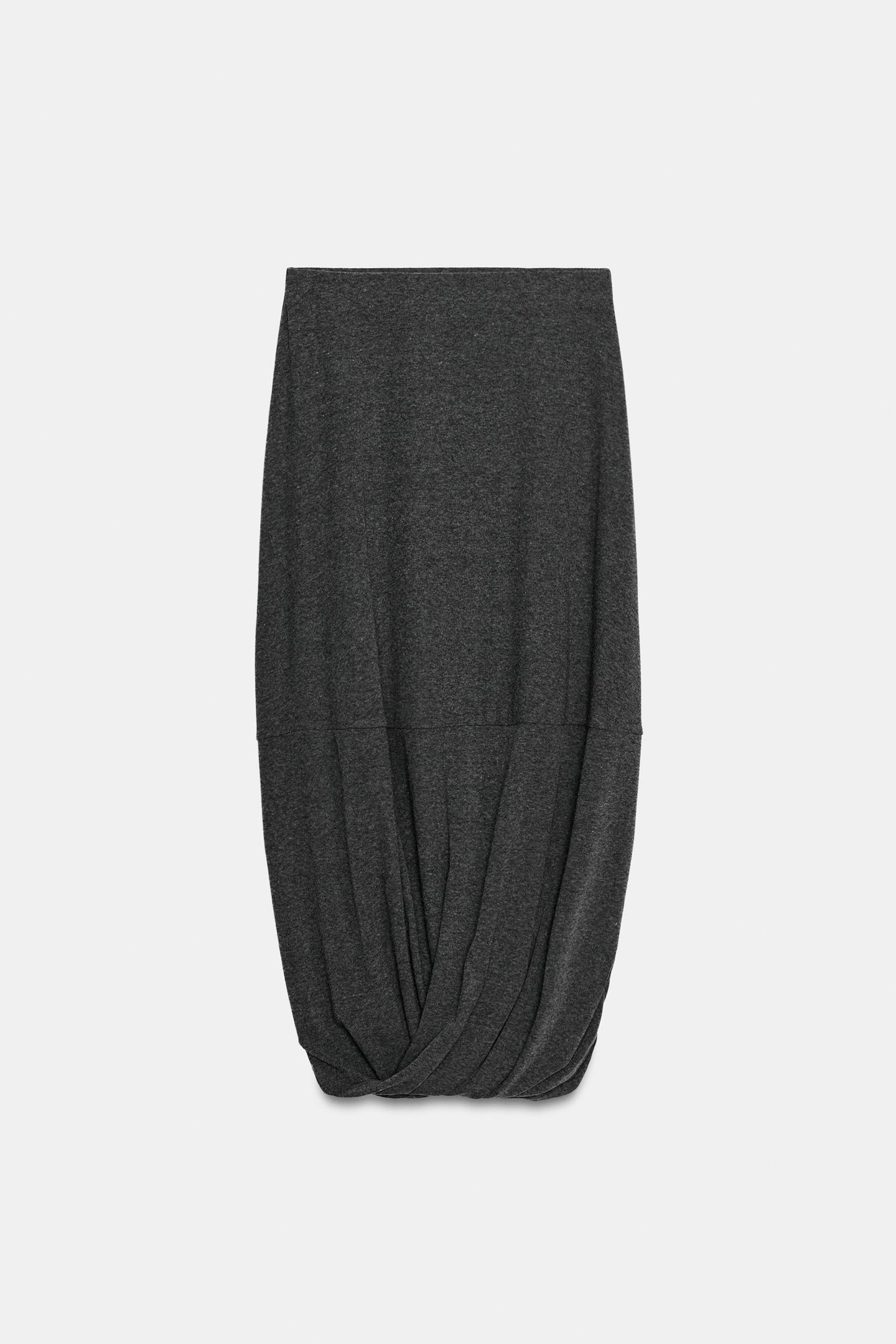 Женская юбка Zara Soft Balloon MIDI, цвет: Серый — фото 6