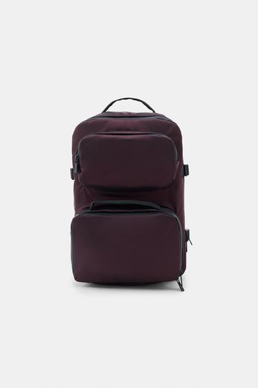 Zara CABIN BACKPACK WITH DETACHABLE TOILETRY BAG SKI COLLECTION - Burgundy