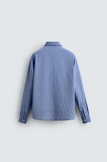CREASED-EFFECT STRIPED FLOWING SHIRT - Blue by Zara - Image 8