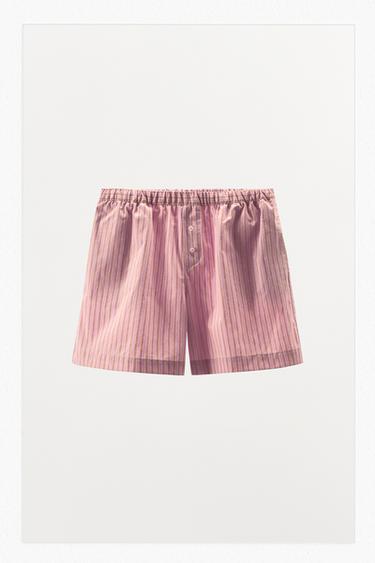 SHORTS ME VIJA ME PAMBUK - Rozë nga Zara